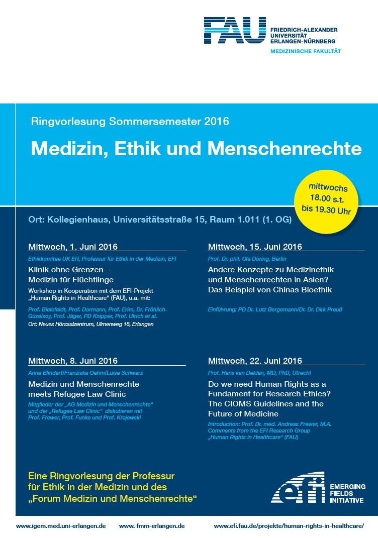 Zum Artikel "Medizin, Ethik und Menschenrechte – Ringvorlesung"